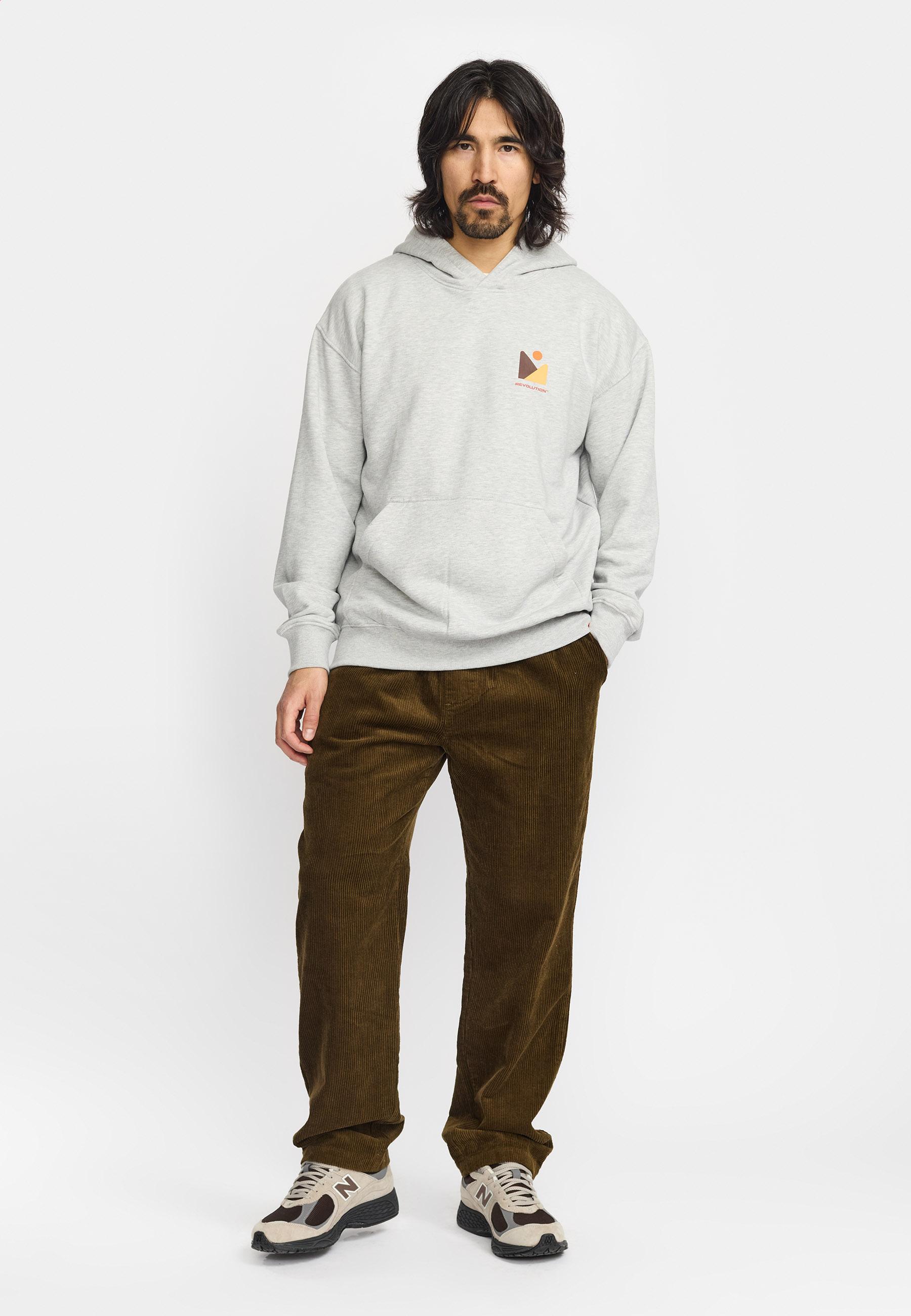 Revolution Printed Hoodie Grey Melange Herren grau